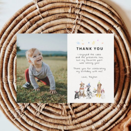 Puppy Pawty Dog Theme Birthday Foto Dank je Bedankkaart