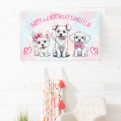 Puppy pawty happy birtyhday wit roze puppies spandoek (Insitu)
