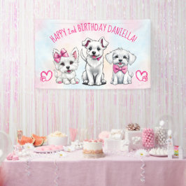 Puppy pawty happy birtyhday wit roze puppies spandoek
