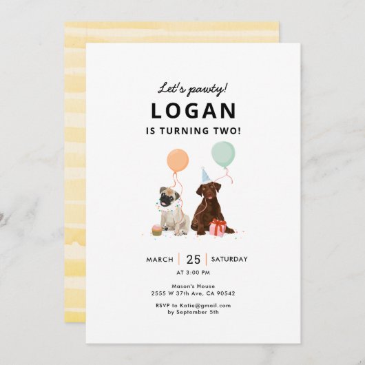 Puppy Pawty Hond Verjaardagsfeestje  Kaart (Voorkant / Achterkant)