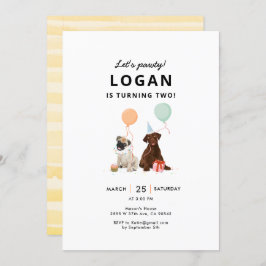 Puppy Pawty Hond Verjaardagsfeestje  Kaart