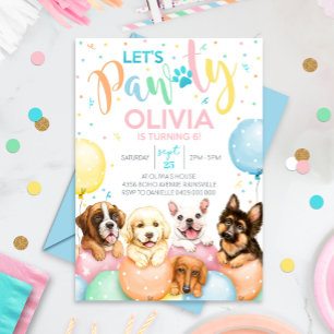 Puppy Pawty Invitation Dog Invitation Girl Kaart