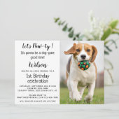 Puppy Pawty Pet Foto Puppy Verjaardagsfeest Uitnod Kaart (Staand voorkant)