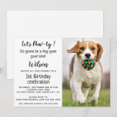 Puppy Pawty Pet Foto Puppy Verjaardagsfeest Uitnod Kaart (Voorkant / Achterkant)
