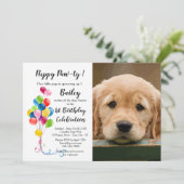 Puppy Pawty - Pet Photo Puppy Birthday Party Kaart (Staand voorkant)