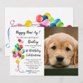 Puppy Pawty - Pet Photo Puppy Birthday Party Kaart (Voorkant / Achterkant)