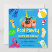 Puppy Pawty Pool Party Hond Verjaardag Kaart (Voorkant)