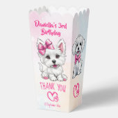 Puppy pawty schattig wit roze puppies gunsten bedankdoosjes (Voorkant)