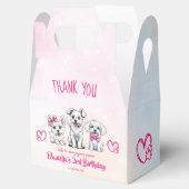 Puppy pawty schattig wit roze puppies sjabloon bedankdoosjes (Geopend)