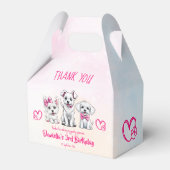 Puppy pawty schattig wit roze puppies sjabloon bedankdoosjes (Voorkant Zijde)