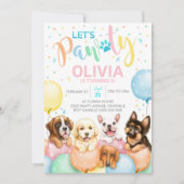 Puppy Pawty Uitnodiging Hond Uitnodiging Meisje (Voorkant)