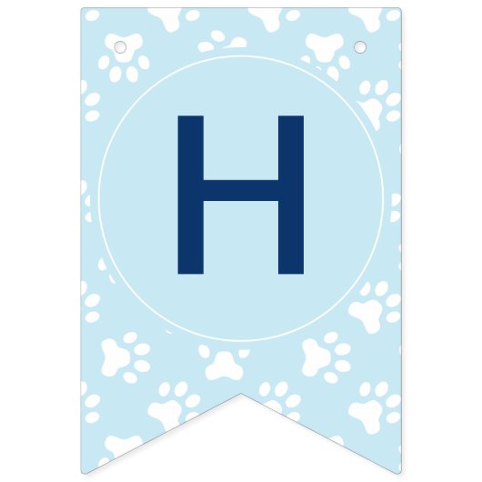 Puppy Pawty Verjaardag Feest Bunting banner blauw (Tweede vlag)