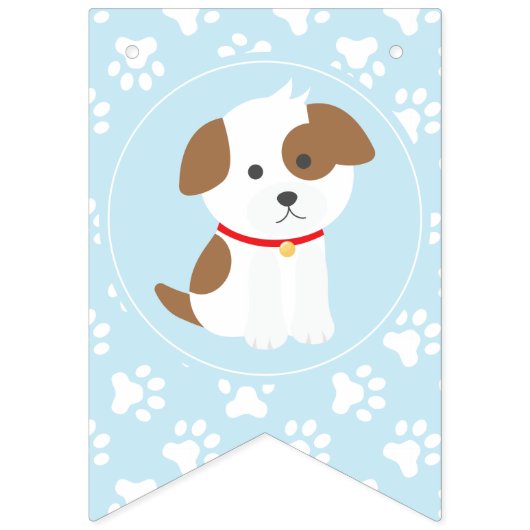 Puppy Pawty Verjaardag Feest Bunting banner blauw (Eerste vlag)