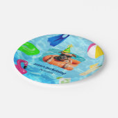 Puppy Pawty Verjaardag Hond Zwembad Party Papieren Bordje (Gekanteld)