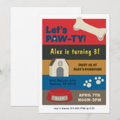 Puppy Pawty Verjaardag Kaart (Voorkant / Achterkant)