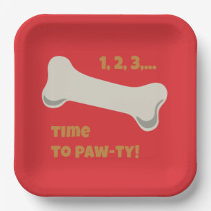 Puppy Pawty Verjaardag Papieren Bordje