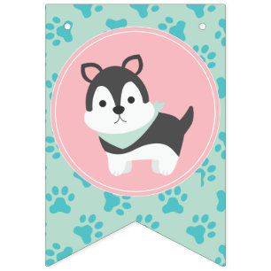 Puppy Pawty verjaardagsfeest vlaggenlijn banner