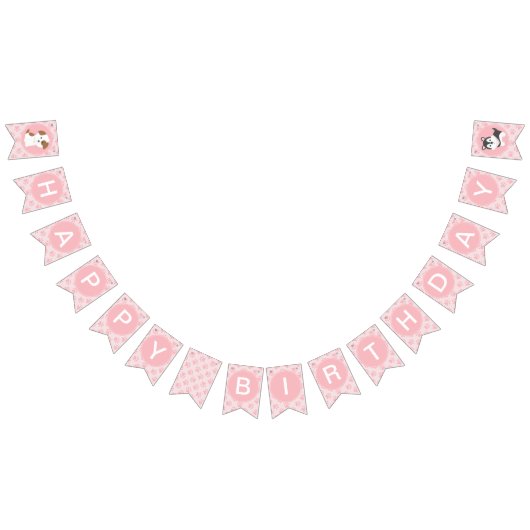 Puppy Pawty Verjaardagsfeestje Bunting banner roze (Alle)