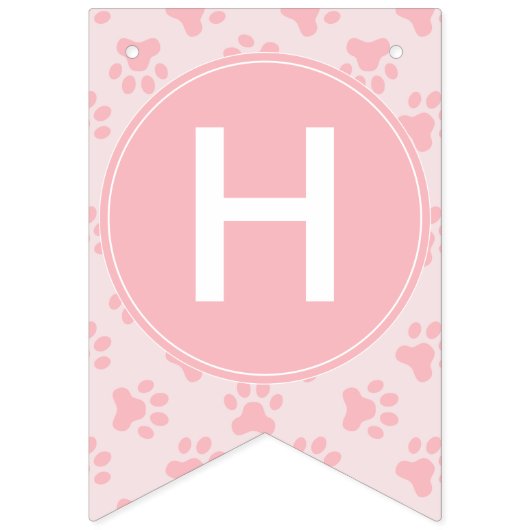 Puppy Pawty Verjaardagsfeestje Bunting banner roze (Tweede vlag)