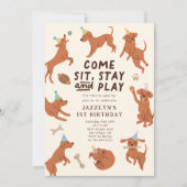 Puppy Pawty verjaardagsfeestje uitnodiging (Voorkant)