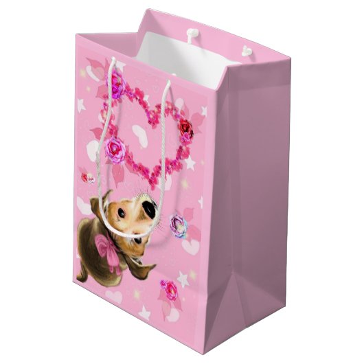 Puppy Pet Gift Bag Medium Cadeauzakje (Achterkant Gekanteld)