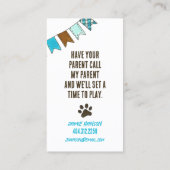 Puppy Pet Owner Play Date Calling Card Contactkaartje (Achterkant)