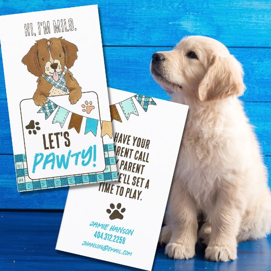 Puppy Pet Owner Play Date Calling Card Contactkaartje