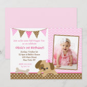 Puppy Photo Birthday Party Invitations Kaart (Voorkant / Achterkant)
