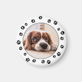 Puppy Photo Black Paw Print Magnet