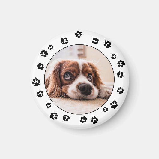 Puppy Photo Black Paw Print Magnet (Voorkant)