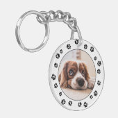 Puppy Photo Black Pawprints Sleutelhanger (Voorkant Links)