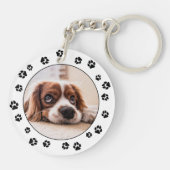 Puppy Photo Black Pawprints Sleutelhanger (Achterkant)