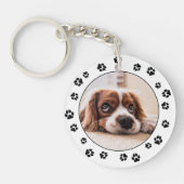 Puppy Photo Black Pawprints Sleutelhanger (Voorkant)