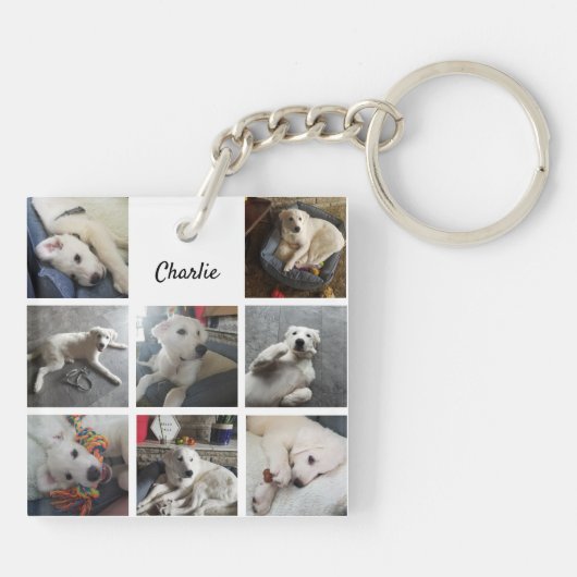 Puppy Photo Collage Cute Dog of Pet Sleutelhanger (Achterkant)