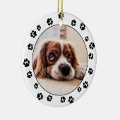 Puppy Photo Pawprints Keramisch Ornament (Rechts)