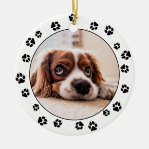 Puppy Photo Pawprints Keramisch Ornament