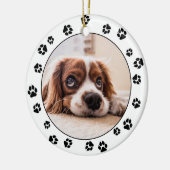 Puppy Photo Pawprints Keramisch Ornament (Links)