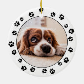 Puppy Photo Pawprints Keramisch Ornament (Achterkant)