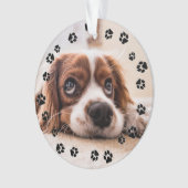 Puppy Photo Pawprints Ornament (voorkant)