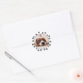 Puppy Photo Pawprints Ronde Sticker (Envelop)