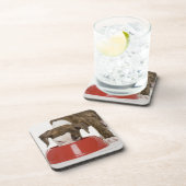 Puppy pitbull eet uit gerecht onderzetter (Rechterzijde)