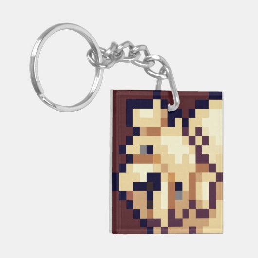 Puppy Pixelart, Pixel Art  Sleutelhanger (Voorkant Links)