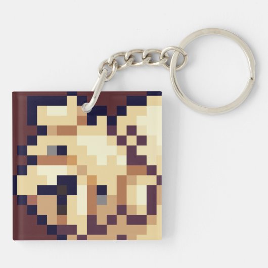 Puppy Pixelart, Pixel Art  Sleutelhanger (Achterkant)