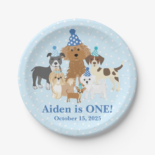 Puppy Plate Personalized for your Birthday Papieren Bordje (Voorkant)