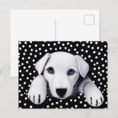 Puppy & pokadots met zwart-wit Retro Briefkaart (Voorkant / Achterkant)