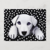 Puppy & pokadots met zwart-wit Retro Briefkaart (Voorkant)