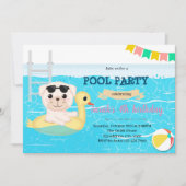Puppy poolparty-uitnodiging kaart (Voorkant)
