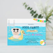 Puppy poolparty-uitnodiging kaart (Staand voorkant)