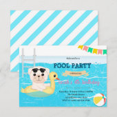 Puppy poolparty-uitnodiging kaart (Voorkant / Achterkant)
