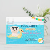Puppy poolparty-uitnodiging kaart (Staand voorkant)